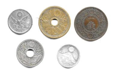 JAPAN LOT OF 5 DIFFERENT COINS ALL BEFORE 1950  (CNS 4076) - Image 1 of 2