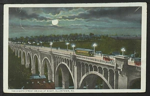 188 - TRENES Y FERROCARRIL - PENSILVANIA - El puente de la calle Eishth por la noche, Allentown - Imagen 1 de 2