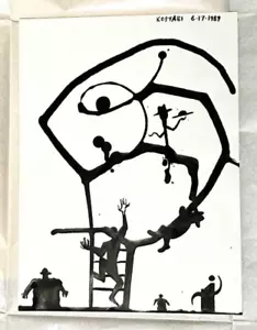 Mark Kostabi 1989 Original Painting Drawing Black Ink on paper Signed WORLD - Picture 1 of 7