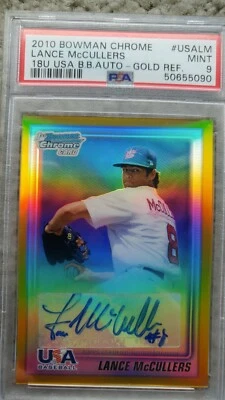 2010 Bowman Chrome Gold Refractor Lance Mccullers Auto RC 11/50 PSA 9 - Image 1 of 2