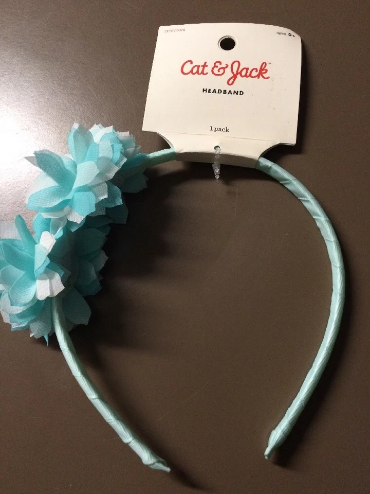 Cat & Jack Girls 3+ Headband Lot Of 13 Pastel Blue Band With Flower - Image 1 of 1