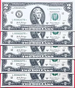 5-CONSEC, * STARS*, *REPRINT*, (REPLACEMENT), w/ LOW SUMS, 2072-2076 on "GEM $ - Picture 1 of 2