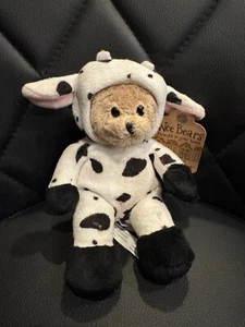 WEE BEARS COW 7" Plush Bear Figure GANZ Village w/ COSTUME 2011 Hood Flips - New - Picture 1 of 4