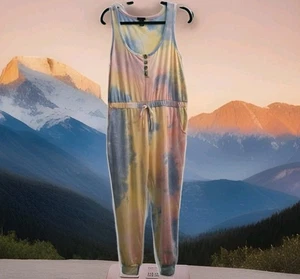 Rue Tie Dye Pastel Una Pieza Mameluco Jersey/Pantalones Sin Mangas Bolsillos Para Mujer Talla XL - Imagen 1 de 12