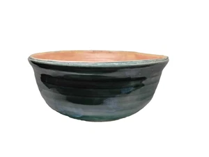 Studio Kunst Keramik braun abstrakt glasiert große Schüssel, Künstler signiert 7,5" - Bild 1 von 7