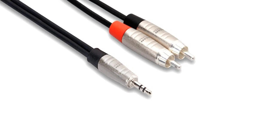 Hosa Hmr-003y Stereo Pro Male 1/8" TRS to Dual RCA 3ft Neutrik Rean Connectors