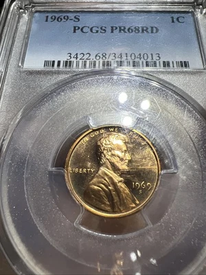 1969 S PCGS PR68RD Lincoln Memorial Cent Proof Penny 1¢ - Image 1 of 4