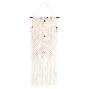 Kit da appendere a parete in macramè rovere massello - Chevron e nappe MWH004 - Foto 1 di 3