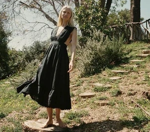 Maxi Vestido Largo Doen Para Mujer Mérida Sin Mangas Negro Sólido Ramie Talla XS - Imagen 1 de 16
