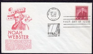 1958 Noah Webster 200th (Scott 1121) - Reddish Anderson FDC TB992 - Picture 1 of 1