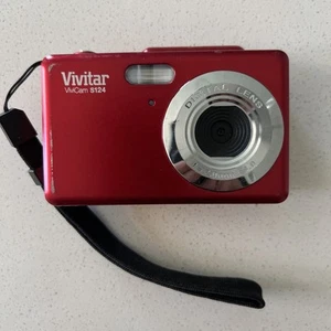 Cámara digital compacta Vivitar Vivicam F124 roja probada funciona - Imagen 1 de 6