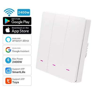 3Gang Tuya Smart Switch WiFi 220V Wall Push Button Switch APP Remote Control Sma - Image 1 of 4