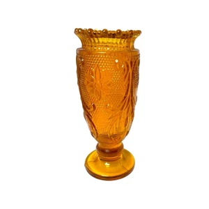 Vintage Tiara Indiana Sandwich Glass Amber Mini Bud Vase Toothpick Holder 3.75" - Picture 1 of 10