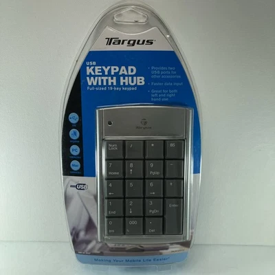 Targus Numeric Keypad USB with 2-port Hub 19 Key Function Full Size PAUK10Y01U - Image 1 of 4