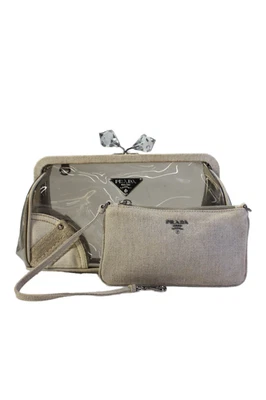 Bolso sin asas Prada para mujer PVS imitación cristal detalle con bolsa a juego beige Foto 1 de 4