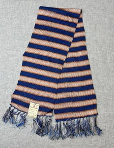 Vtg Bittner Hunsicker Co Woven Scarf Allentown PA 1950s/60s? Orange/Blue Stripe - Picture 1 of 5