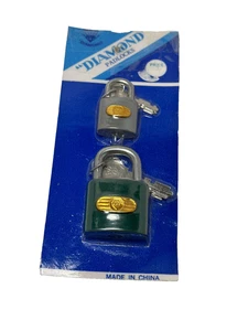 NEU Vintage DIAMANT Vorhängeschlösser mit Schlüssel 2 Stück Packung - Bild 1 von 2