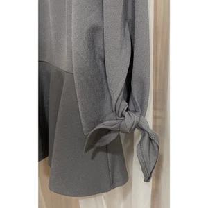 Banana Republic Large Women’s Grey Split Tie Sleeve Cotton Blouse Shirt - Picture 1 of 5