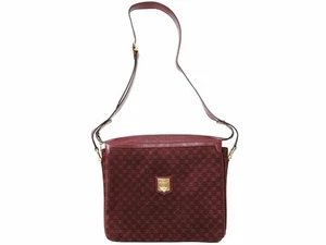 Celine Vintage Triomphe Suede Shoulder Bag Bordeaux Macadam Large 3 Compartment - Picture 1 of 12