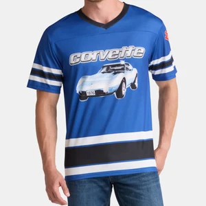 Camiseta de fútbol Chemistry Chevrolet Corvette para hombre azul gráfico malla, talla 3XL - Imagen 1 de 6