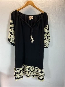 A & A Women's Size XL Black  Embroidered Knee Length Dress mexican hippie Boho - Picture 1 of 8