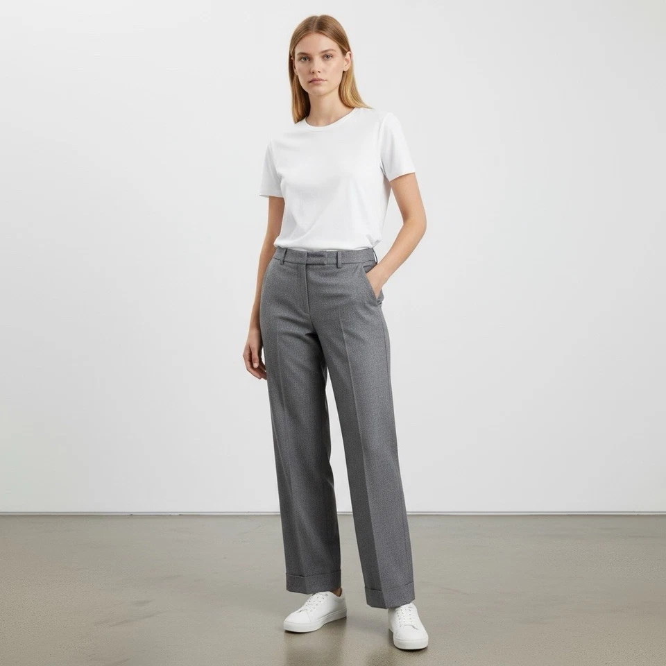 Pantalones de vestir Brooks Brothers 346 para mujer 6 bolsillos plisados grises lana carrera preppy Foto 1 de 4