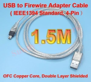 Premium USB to IEEE 1394 4-Pin 4P Adapter Cable Firewire i-Link DV PC Cord OZ AU - Picture 1 of 3