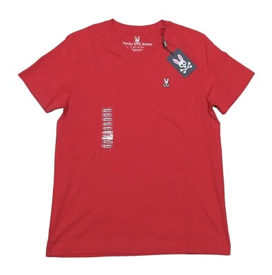 Camiseta de manga corta Psycho Bunny roja brillante con logotipo bordado y cuello en V para hombre Foto 1 de 3