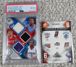 2009 SP Game Used 6 Star Swatches Lebron, Durant, Chris Paul PSA 8 Top Pop # /99 - Picture 1 of 2