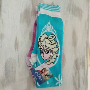 Disney Anna and Elsa Frozen Knee High Socks Blue Pink M/L 3/10 2 Pairs NEW