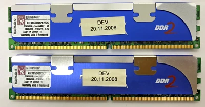 Kingston HyperX 2 GB (2x1 GB) DDR2 KHX8500D2K2/2G 2,2 V 9905316-144.A00LF #R2404 - Immagine 1 di 2