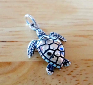 ¡Dije de plata esterlina de tortuga boba Ridley pequeña de 14x17 mm! - Imagen 1 de 4