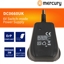 Mercury AC/DC UK Switch-mode 6V 500mA Power Supply with 8 Plug Adaptors