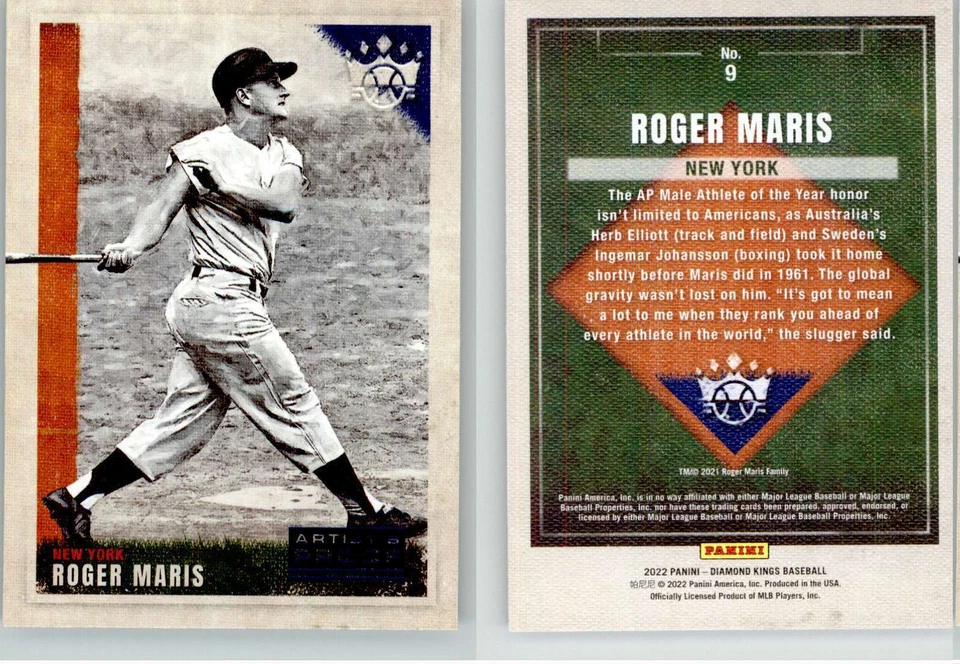 Roger Maris 2022 Diamond Kings Artist’s Proof Blue #9 Yankees - Image 1 of 1