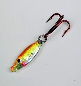 (Lotto di 5) Mini cucchiaio da jigging ghiaccio retro luminoso 1/16 oz taglia 10 gancio alto 3/4" Lg - Foto 1 di 3