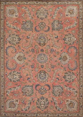 All-Over Pattern Distressed Floral Traditional Rug 8x11 ft Hand-knotted Wool - Image 1 of 4