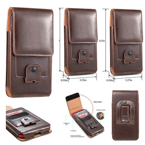 Large Vertical Leather Case Cover Pouch Holster  for Samsung iPhone 15 Pro Max - Picture 1 of 15