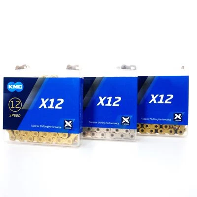 KMC X12 12 Speed Silver/Gold/Black & Gold Ti Bike Chain 126L fit 12s Road MTB - Image 1 of 4