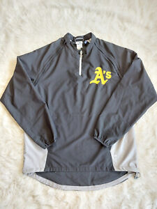 Majestic Oakland Athletics Men's Black and Grey Windbreaker  Pullover Jacket XL