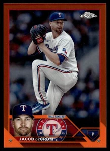 2023 Topps Chrome Update JACOB DEGROM ORANGE REFRACTOR 18/25 RANGERS USC50 - Picture 1 of 2
