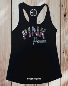 Rosa Power Bling Racerback Tank Top Cross Fit Gym Camisa de entrenamiento deportivo - Imagen 1 de 6