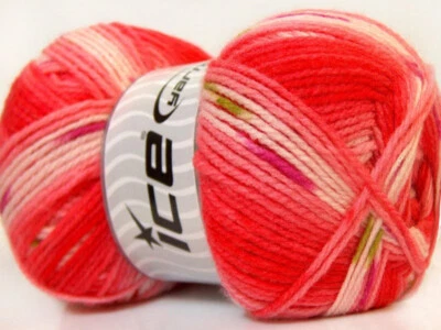 Lote de 4 hilos de diseño de bebé acrílico fino 4x100g/360m rojo rosa blanco verde Foto 1 de 4