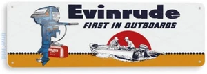 Letrero de hojalata Evinrude First Outborda Motors retro navegación marina B560 - Imagen 1 de 3