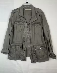 Max Jeans Army Style Olive Green Jacket Drawstring waist Long Sleeve button up - Picture 1 of 7