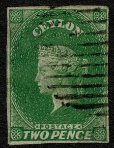 Ceylon 1857 SG3a 2d gelblichgrün fein gebraucht Kat. 90,00 £ - Bild 1 von 1