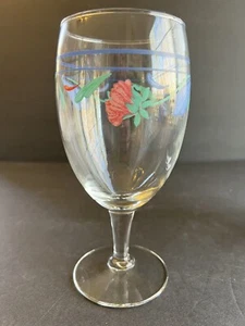 LENOX POPPIES ON BLUE GOBLET 10oz Wine Glass Water Decal C Stemware Flowers USA - Picture 1 of 1
