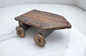 Antique Wooden Pedestal Stand on Wheels Original Old Hand Crafted - Picture 1 of 7