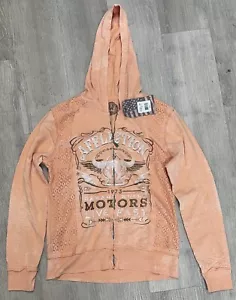 Affliction Motors ACArizona Womens Hoodie Zip Up Bling Distressed SMALL Rare Y2K - Picture 1 of 4