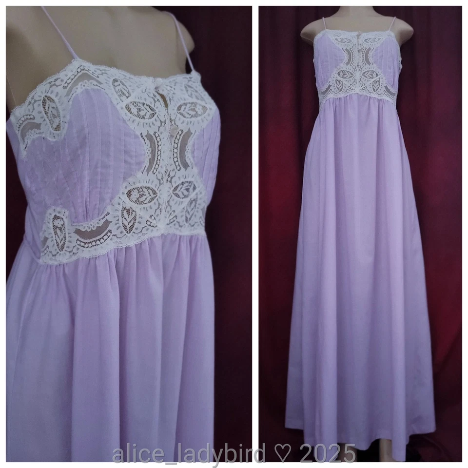 Maxi VESTIDO Vintage LILY Of France Cami Top ENCAJE AÑOS 70 Lencería Sin Mangas Delantal Vestido S/M Foto 1 de 4