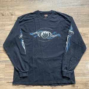 Vintage VTG Harley Davidson Tribal Flames Logo Longsleeve Men's Size XL Black - Picture 1 of 8